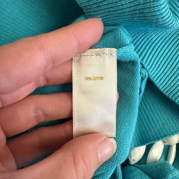 Kate Spade Embellished Cardigan Sweater Turquoise Blue Size M - Picture 8 of 9